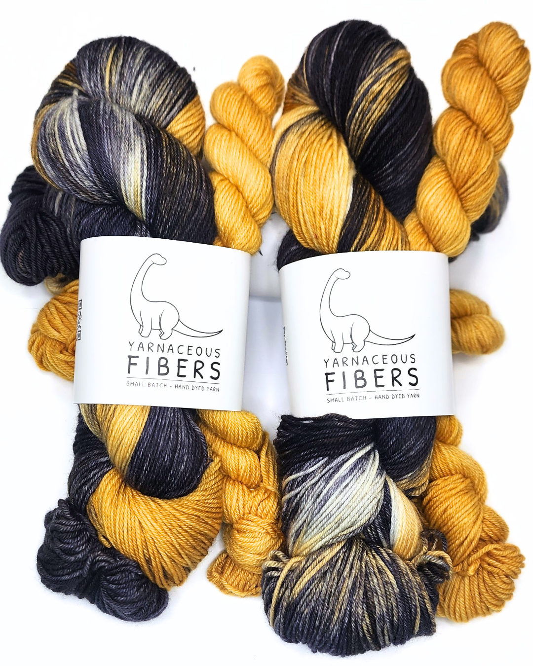 Yarnaceous Fibers Black & Gold Fever Sock Set with Golden Tiger Mini