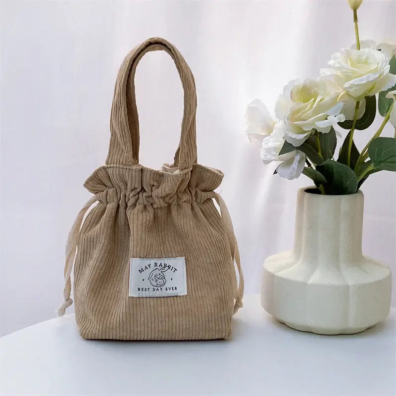 Corduroy Drawstring Bag