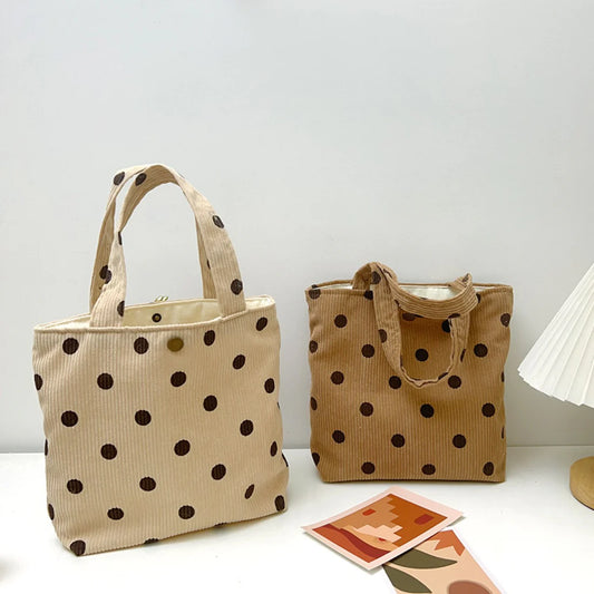 Corduroy Polka Dot Small Handbag