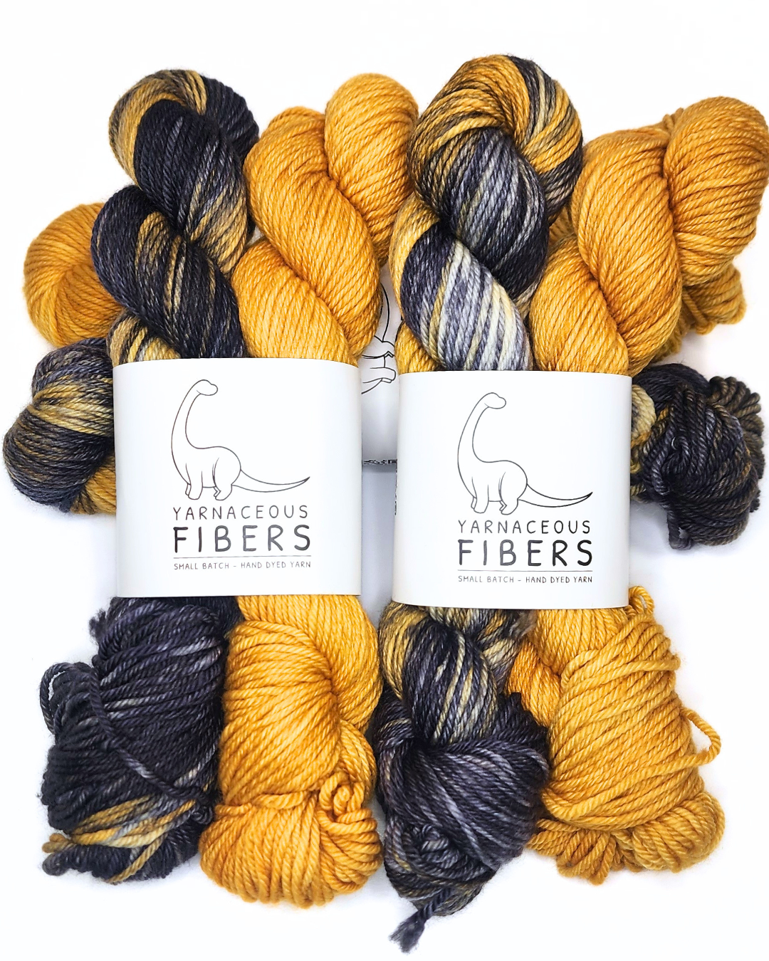 Yarnaceous Fibers  Hat Set Black & Gold Fever/ Golden Tiger